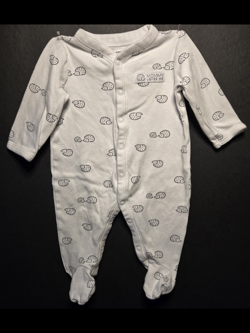 Carter's Cream Footed One-Piece with Hedgehog Print